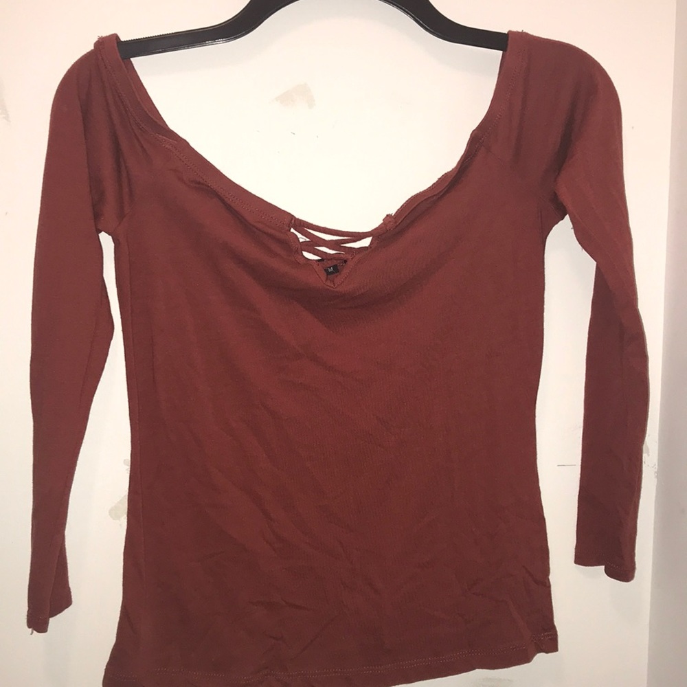 Long sleeve off the shoulder
